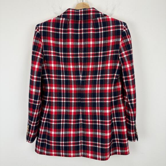 NEW J.Crew Collection Blazer Jacket Italian Plaid Holiday Preppy Red Navy US 2 - Picture 13 of 14